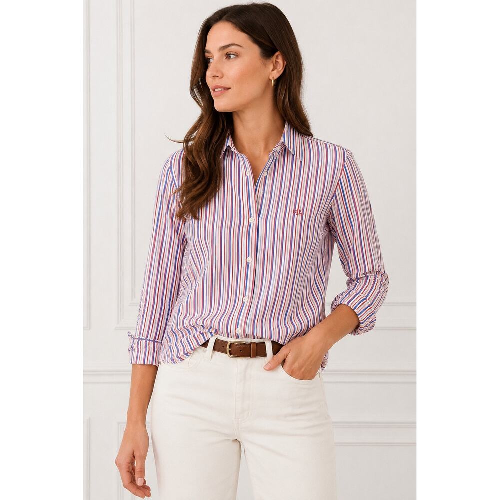 Lauren Ralph Lauren Striped Button Up Shirt Medium Preppy Cotton